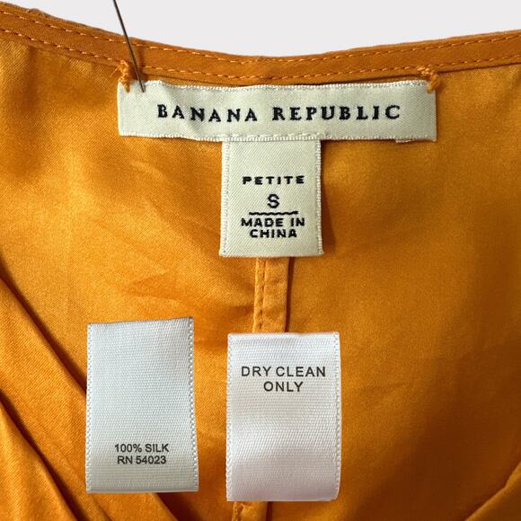 Banana Republic Braided Front Silk Tunic Dress, Size S, Yellow Orange - Picture 8 of 10
